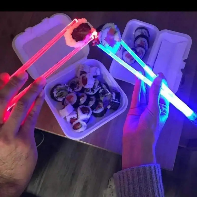 LED Lightsaber Glowing Chopsticks – Multicolor Light-Up Set Novelty Chopsticks SPOT