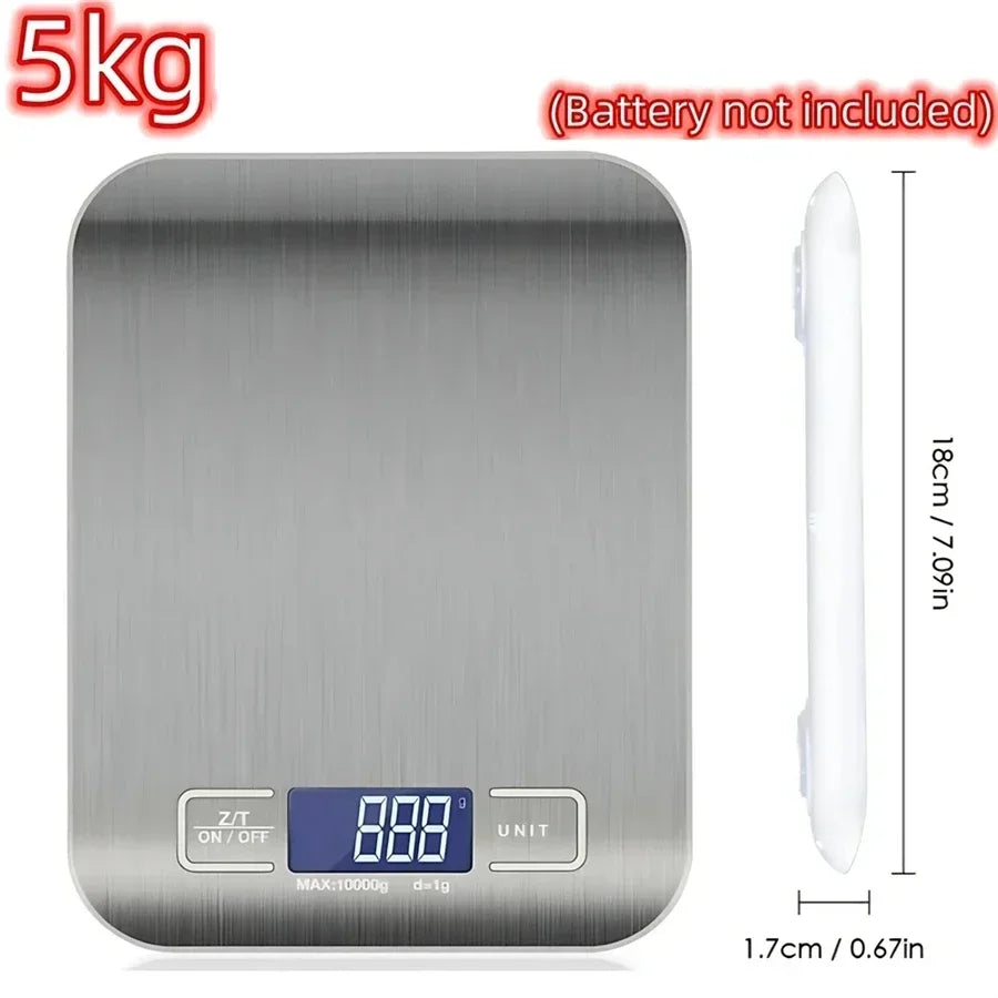5kg Digital Kitchen Scale – Stainless Steel, 1g Precision Digital Kitchen Scale SPOT White 5kg 1g