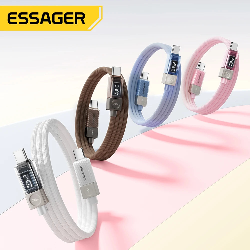 Essager 240W USB-C Cable PD 3.1 Fast Charging LED Display USB-C Charging Cable SPOT