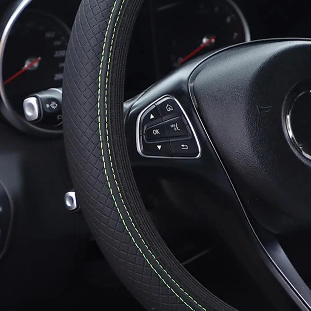 Universal PU Leather Steering Wheel Cover – Anti-Slip 38cm Steering Wheel Cover SPOT
