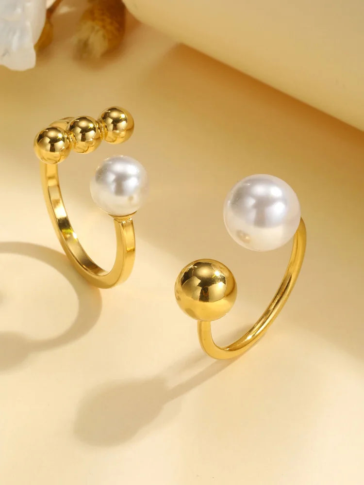 Meaeguet Double Ball Open Ring – 18K Gold Stainless Steel Fashion Ring SPOT