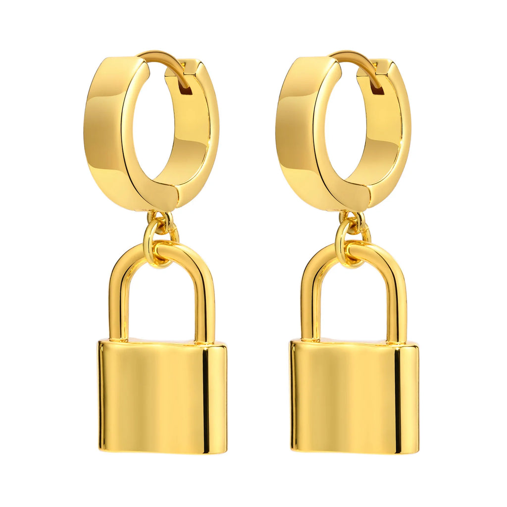 18K Gold Plated Padlock Huggie Hoop Earrings for Women Huggie Hoop Earrings SPOT Default Title