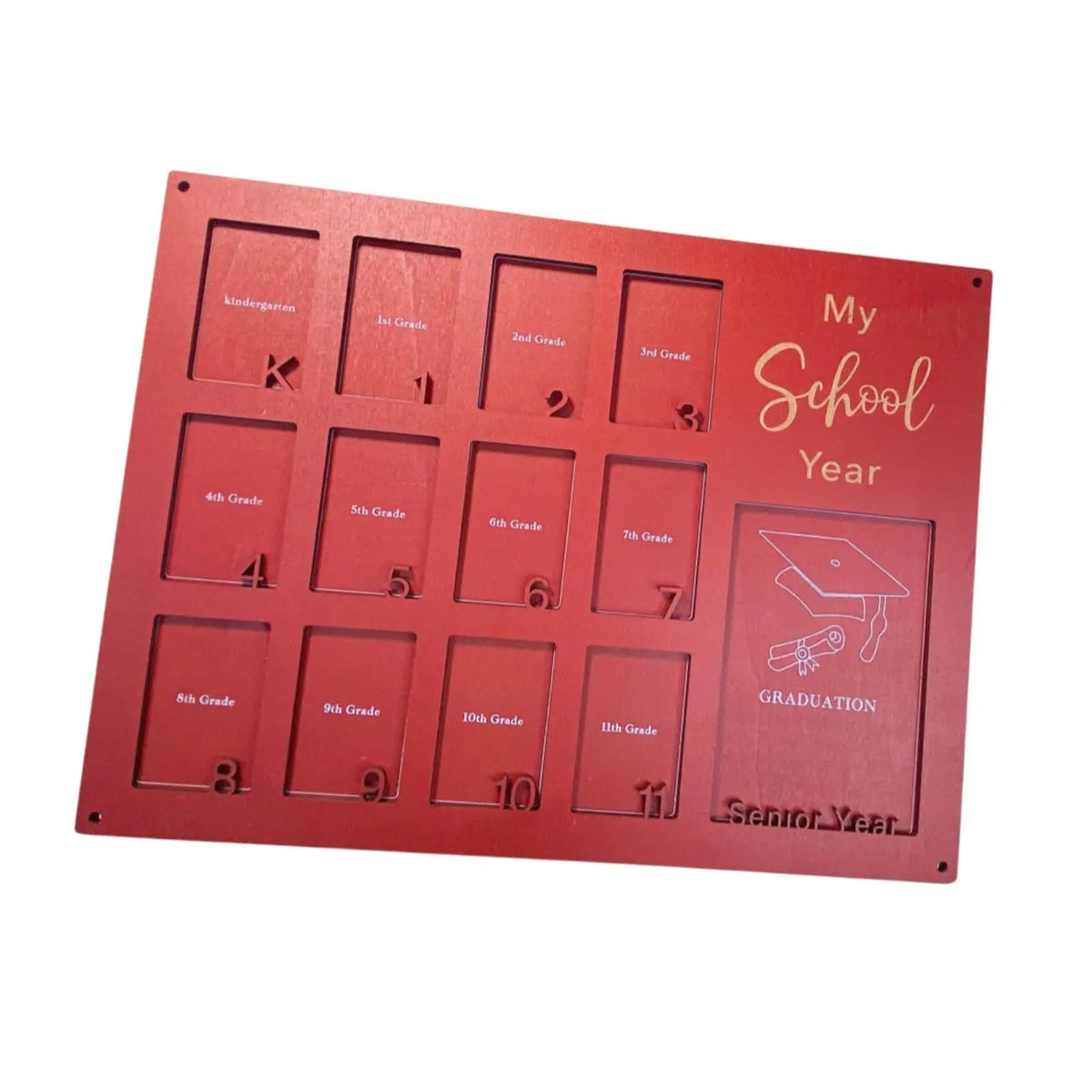 Vintage Wood K-12 School Years Collage Photo Frame Wall Mount Collage Photo Frame SPOT Red