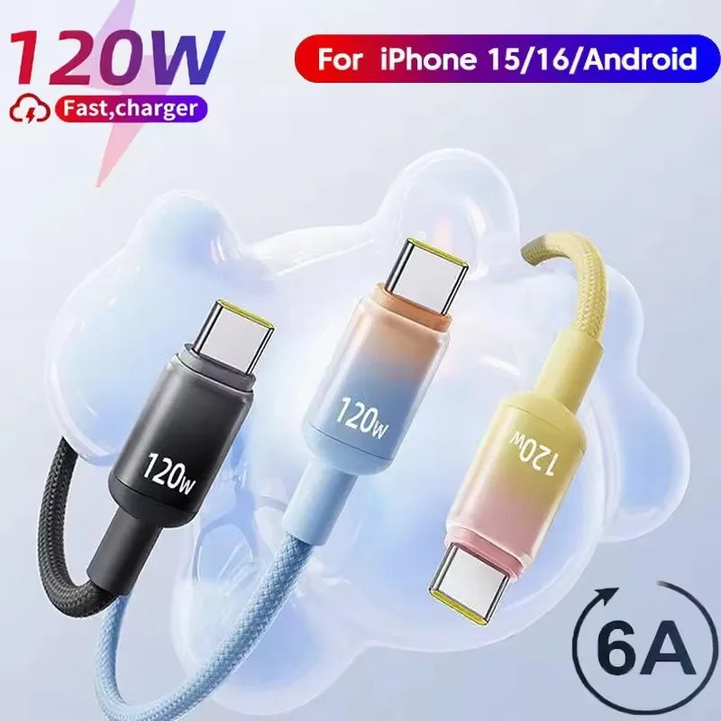 120W USB-C Fast Charging Nylon Braided Cable – Type-C USB-C Charging Cable SPOT