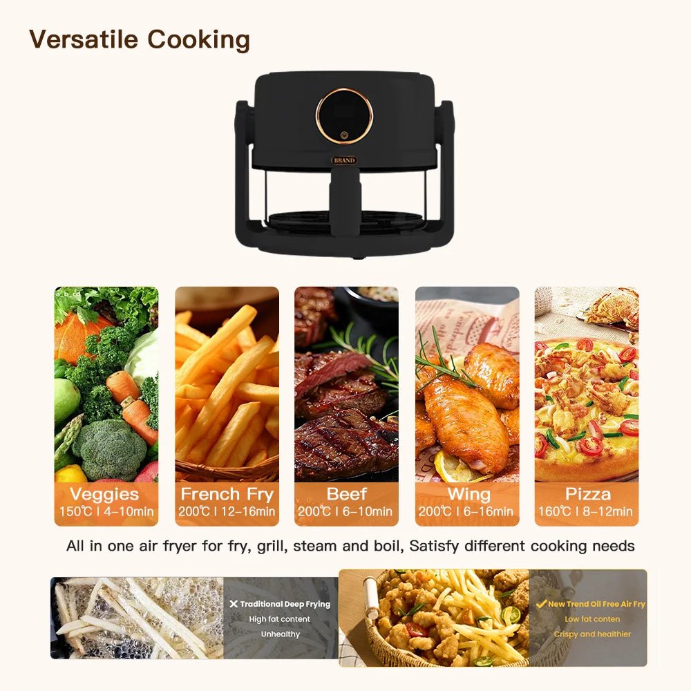 DUTRIEUX 2-in-1 Flip Air Fryer & Pan – 2L Digital Glass Lid Flip Air Fryer SPOT