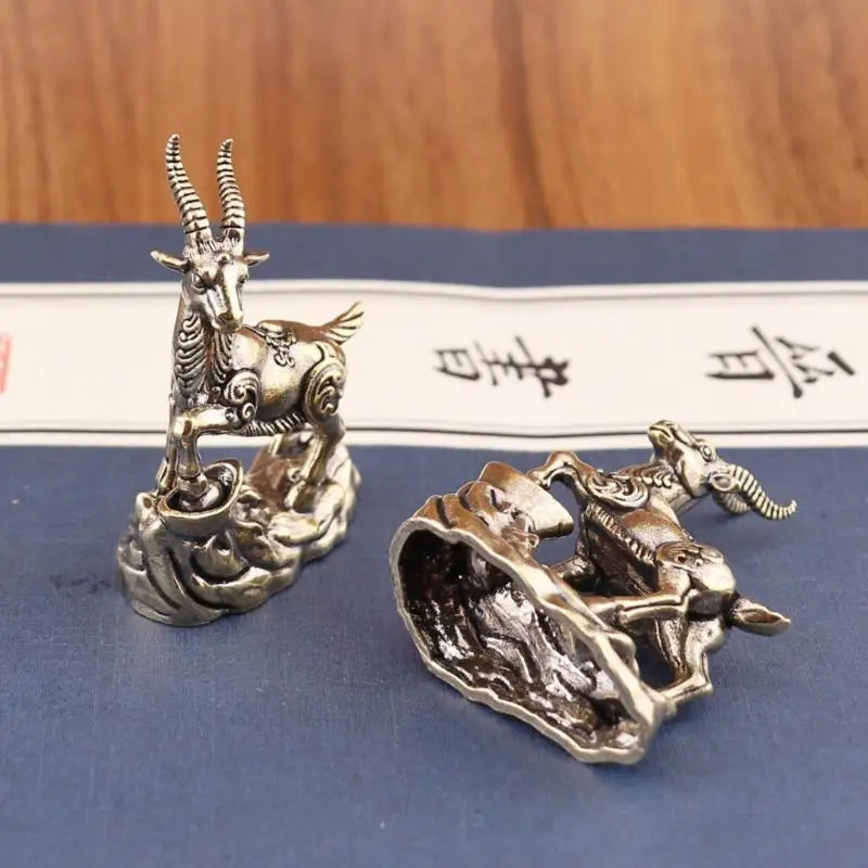 Feng Shui Zodiac Goat Statue with Lucky Coins – Desk Decor Decorative Figurine SPOT