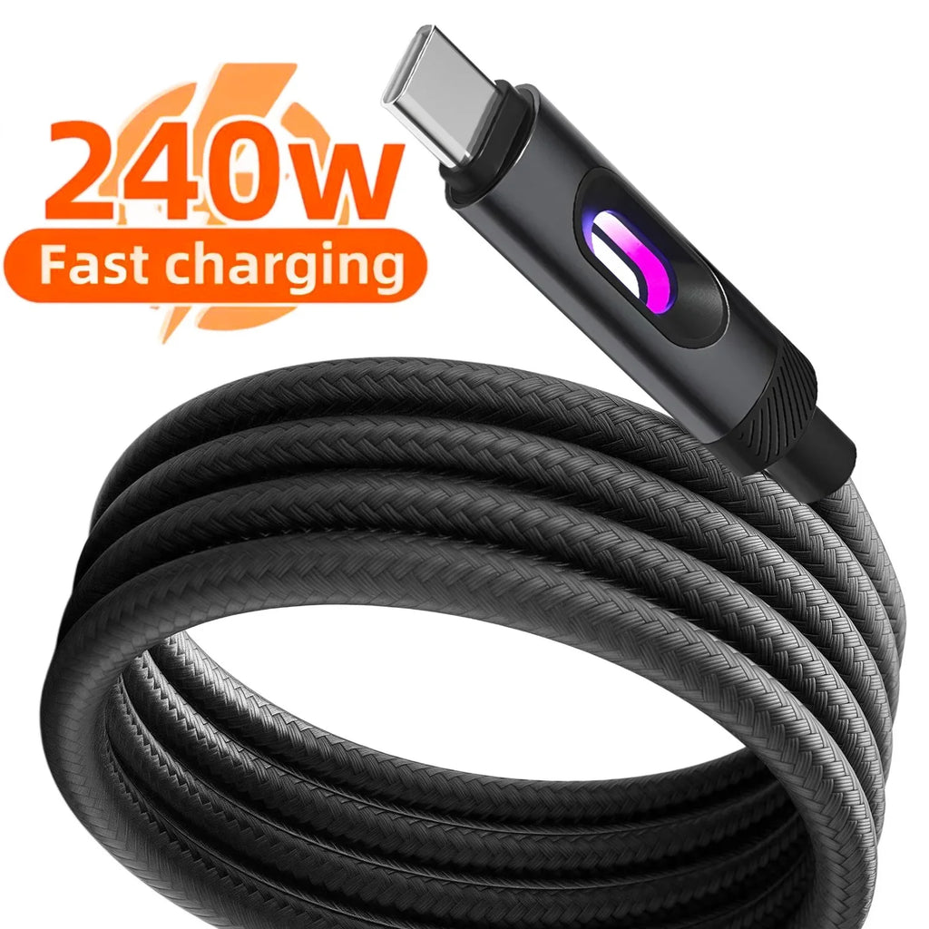 240W USB-C to USB-C Fast Charging Braided Cable | PD 6A USB-C Charging Cable SPOT