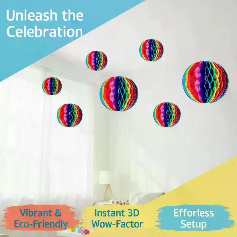 Rainbow Honeycomb Paper Balls 15–30cm | Party Wedding Decor Party Decoration Ball SPOT