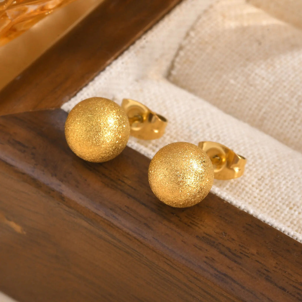 8mm 18K Gold Ball Stud Earrings – Stainless Steel, Nickel-Free Ball Stud Earrings SPOT