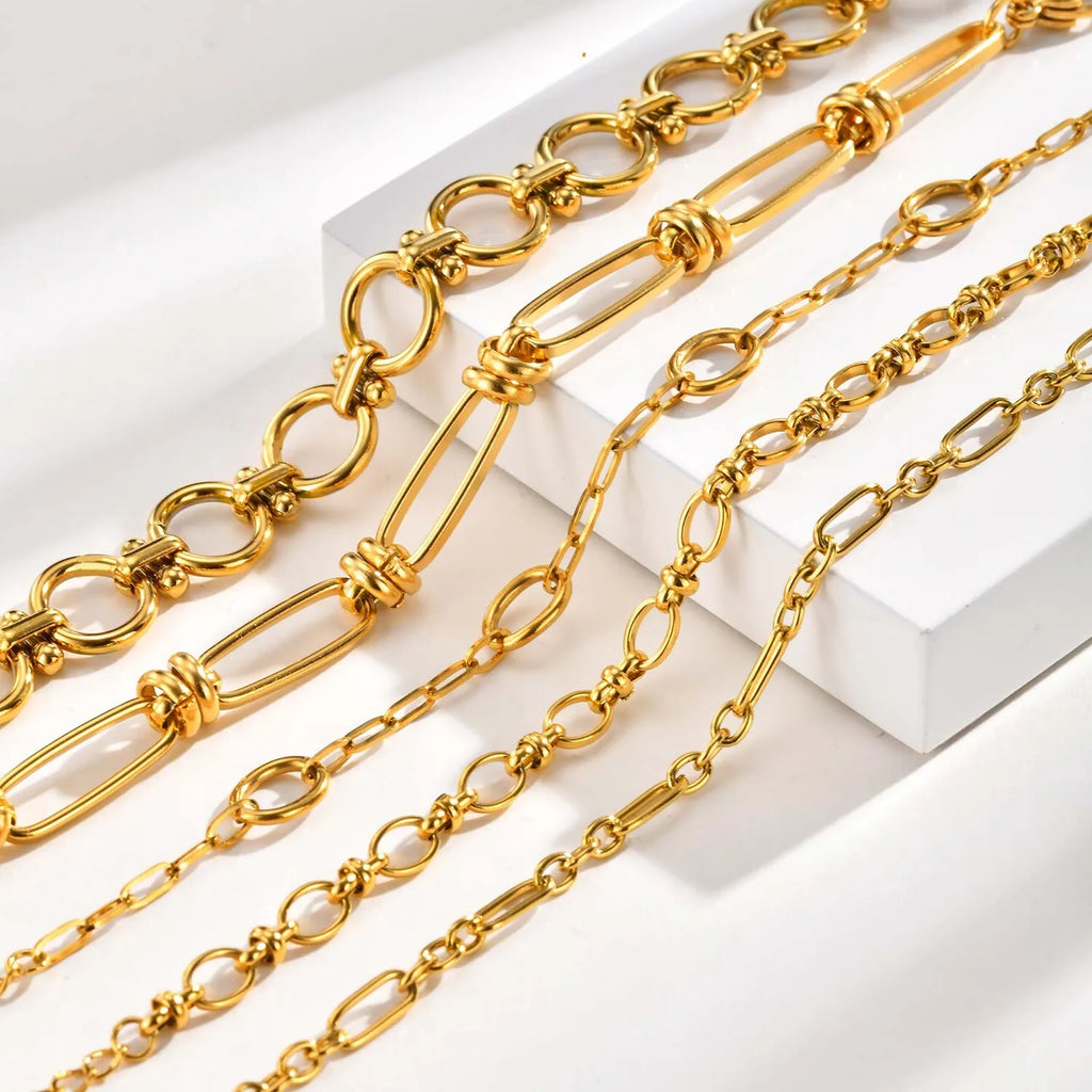 Geometric Stainless Steel Stack Chain Bracelet for Women Chain Link Bracelet SPOT