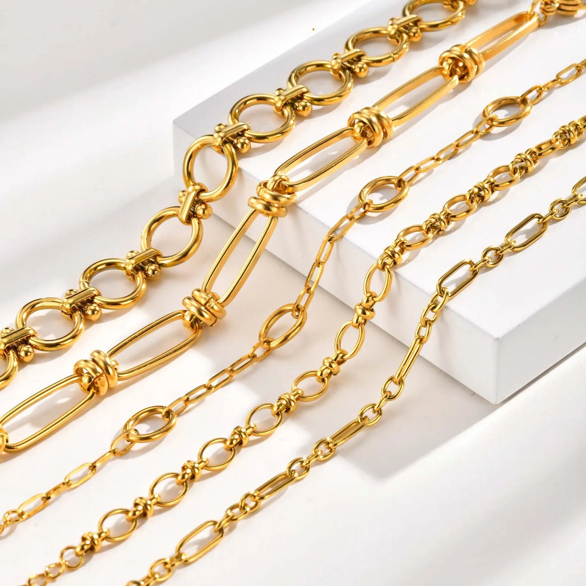Geometric Stainless Steel Stack Chain Bracelet for Women Chain Link Bracelet SPOT