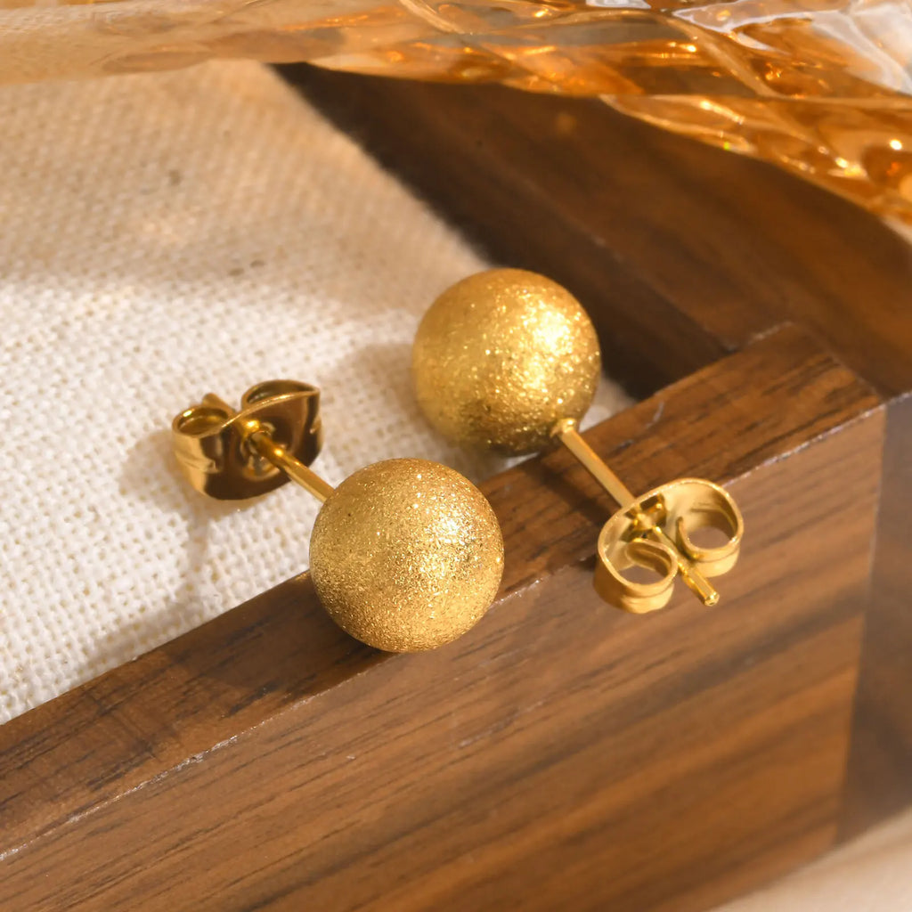 8mm 18K Gold Ball Stud Earrings – Stainless Steel, Nickel-Free Ball Stud Earrings SPOT