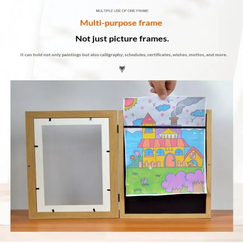 Front-Opening Kids Art Frame – Holds 50+ Artworks, White Kids Art Display Frame SPOT