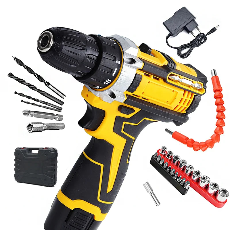 12V Cordless Drill & Screwdriver Set – 18-Torque, LED, Kit Cordless Drill Set SPOT