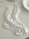 Women's Polka Dot Cotton Crew Socks – Kawaii Harajuku Style Women's Crew Socks SPOT White 35-39