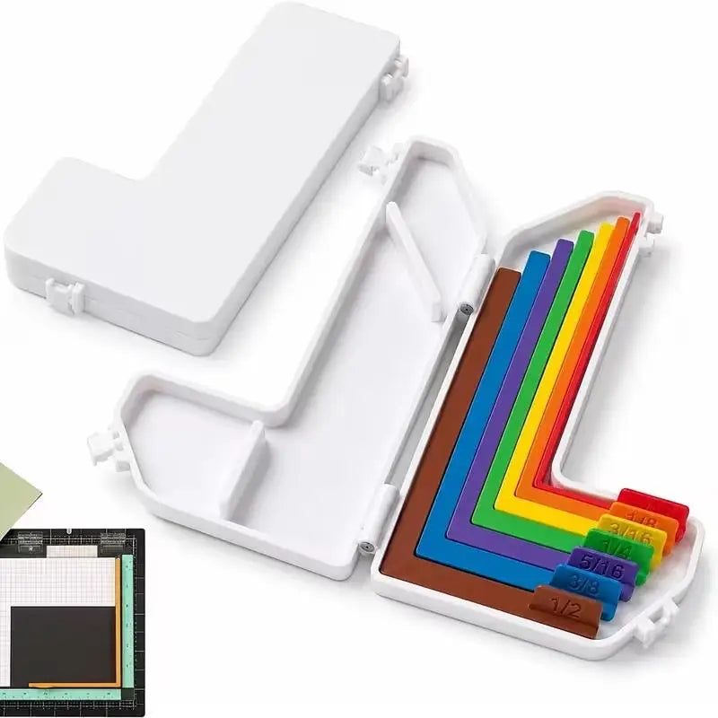 7-Pc Rainbow Paper Craft Alignment Guides Set with Storage Case Paper Craft Rulers SPOT Default Title
