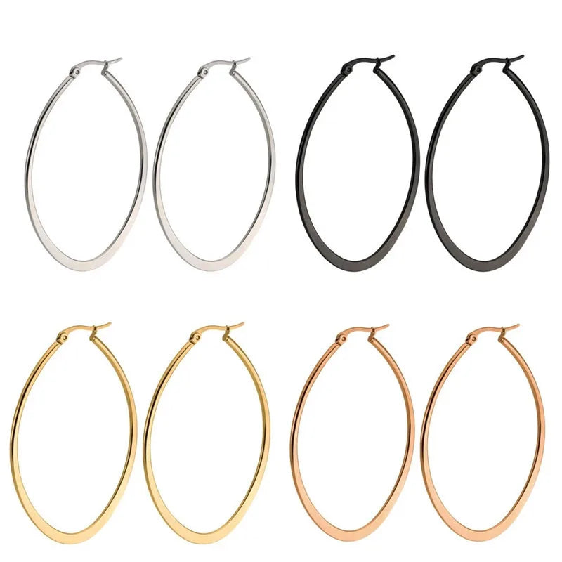 Meaeguet Stainless Steel Geometric Hoop Earrings | Hypoallergenic Hoop Earrings SPOT