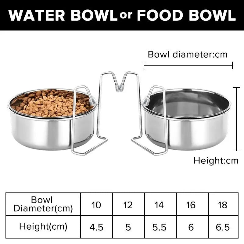 Stainless Steel Hanging Pet Bowl – Cage Mount Dog & Cat Feeder Hanging Pet Bowl SPOT