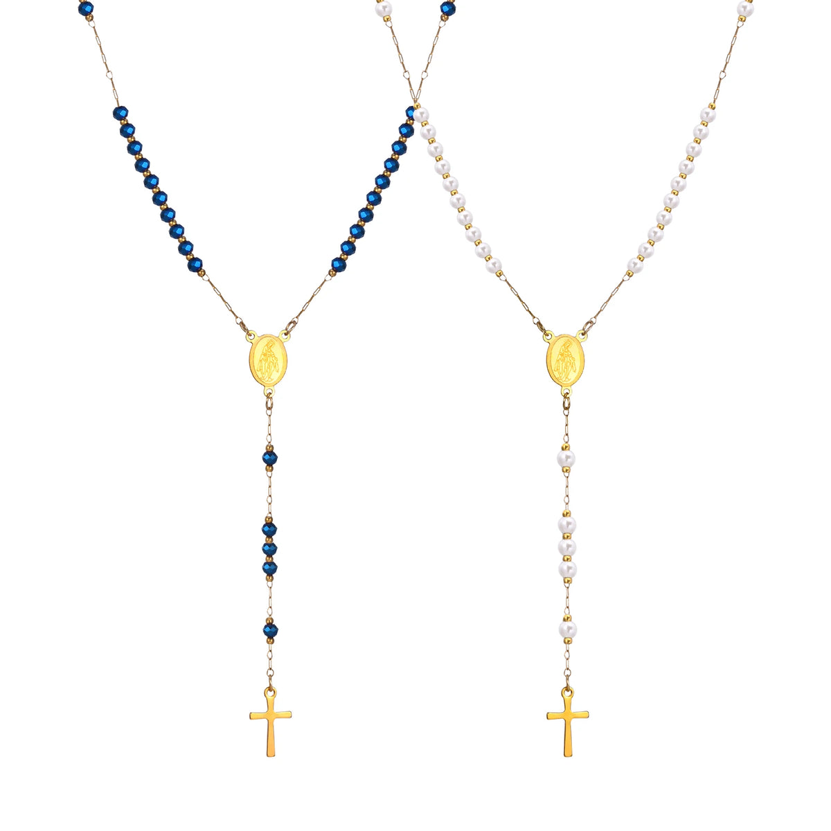 Virgin Mary Rosary Beads Cross Pendant Necklace for Women Pendant Necklace SPOT