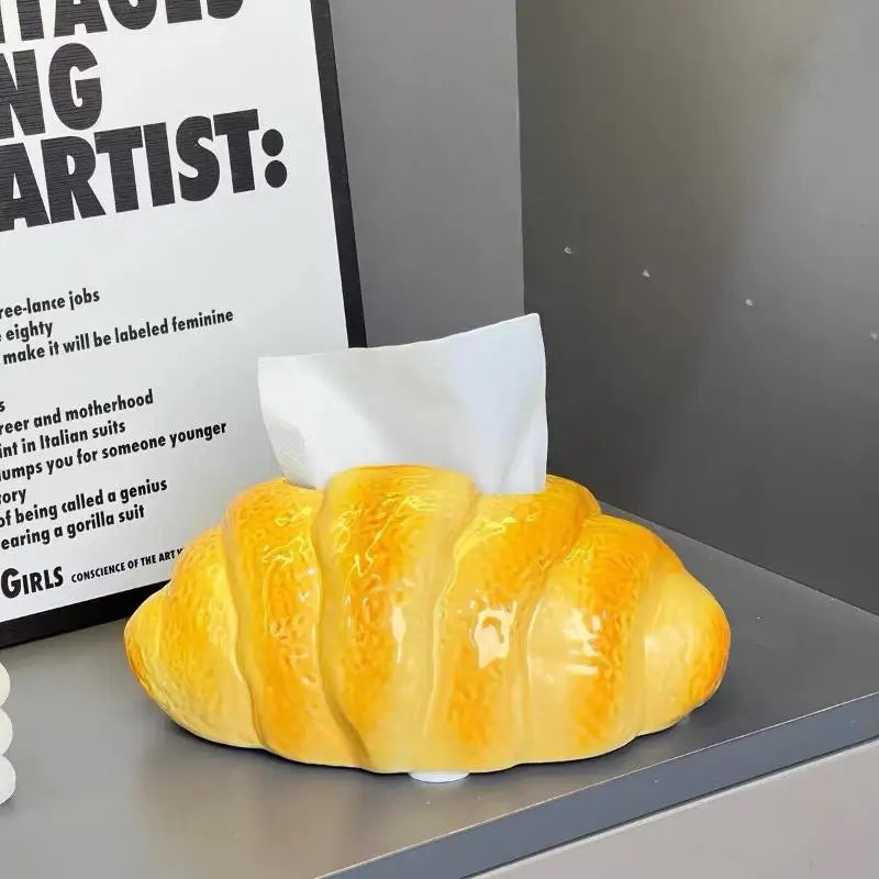 Croissant Shaped Tissue Box – Cute Bread Napkin Holder Decor Novelty Tissue Holder SPOT