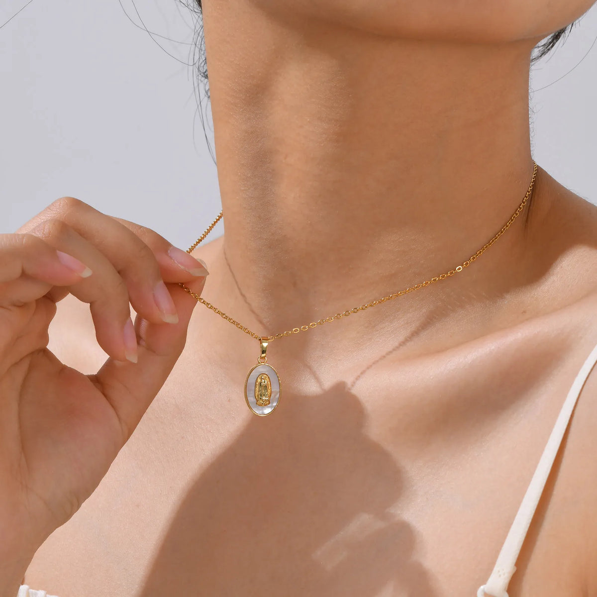 Guadalupe Virgin Mary Pendant Necklace – Gold Stainless Steel Pendant Necklace SPOT