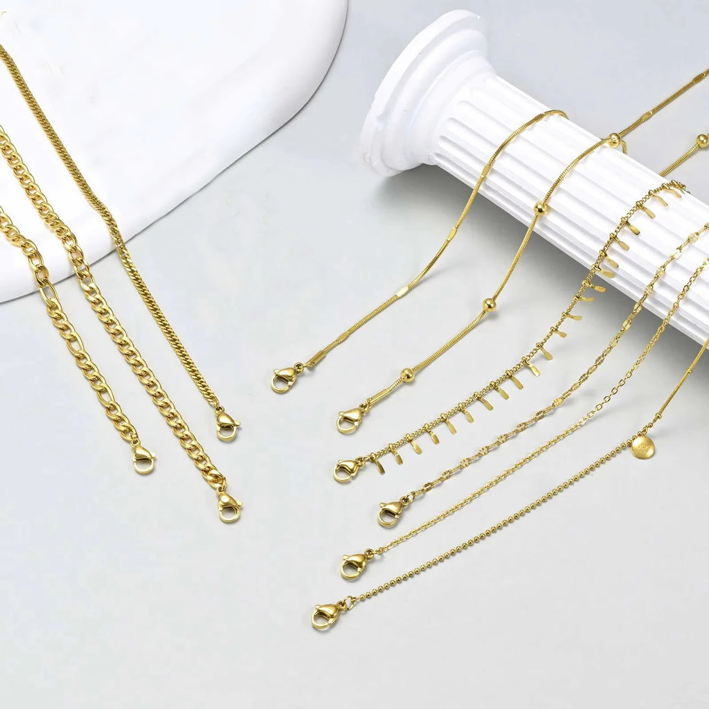 Gold Layered Chain Anklet – Waterproof Boho Beach Jewelry Women Chain Anklet SPOT