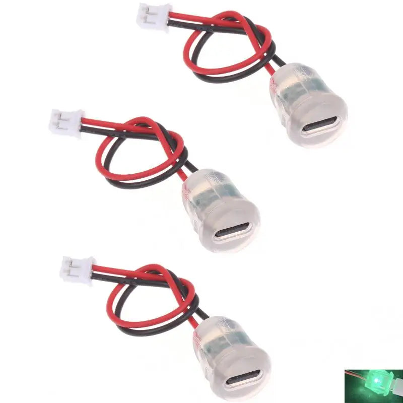 LED Type-C Female Socket 3A 5V Water-Resistant Pigtail Cable USB-C Panel Socket SPOT A2 3Pcs