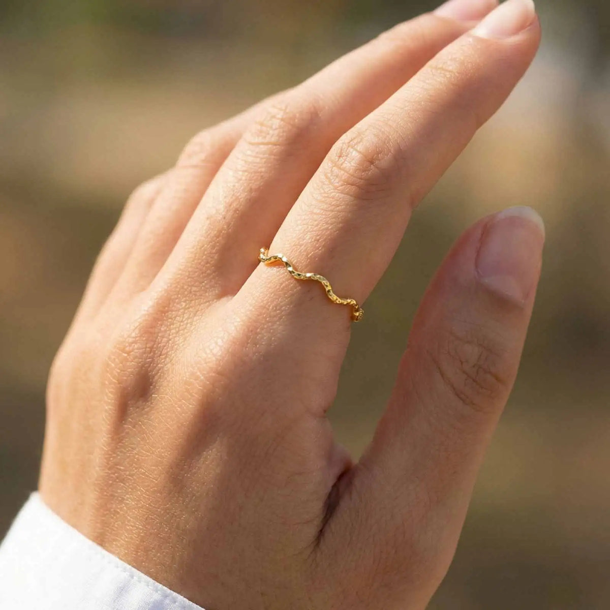 Stackable Wave Ring – 18K Gold Stainless Steel Band for Women Stackable Band Ring SPOT