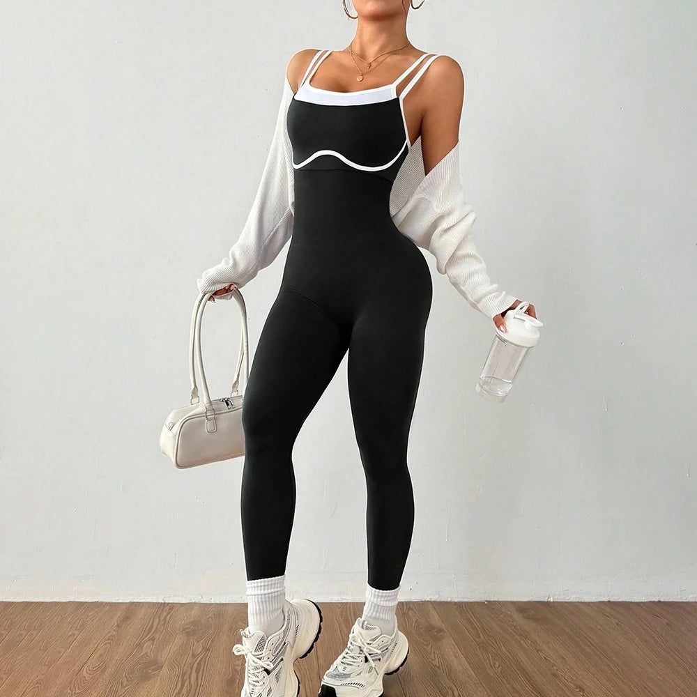 Women's One-Piece Yoga Jumpsuit with Pads – Slim Fit Yoga Jumpsuit SPOT