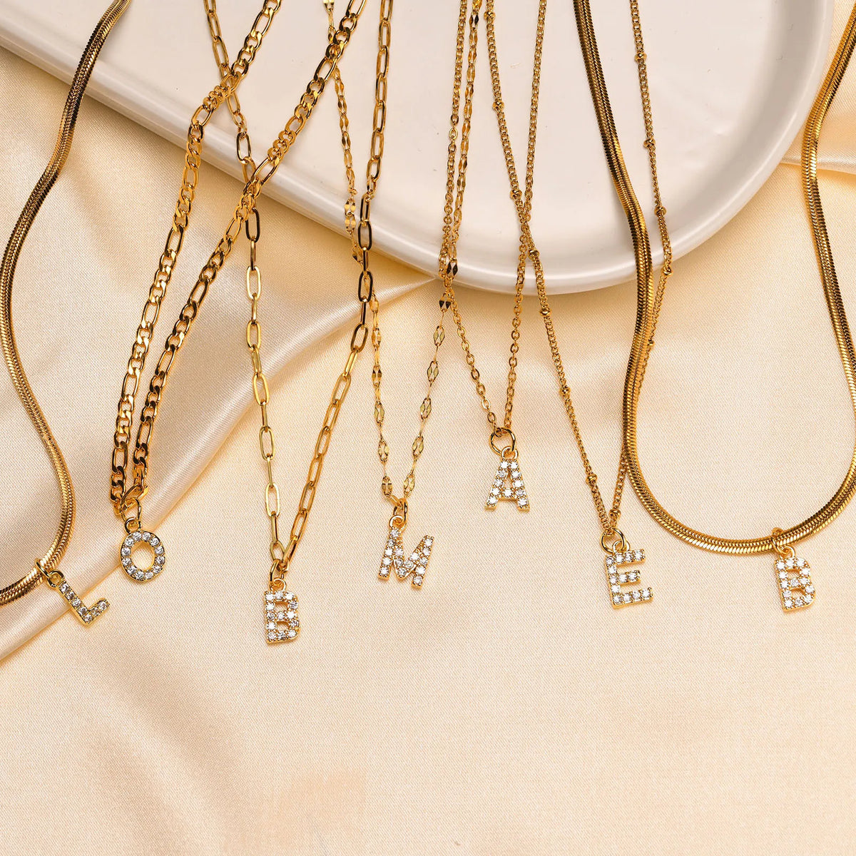 Zirconia Initial Letter Necklace – Gold Snake Chain A–Z Initial Pendant Necklace SPOT