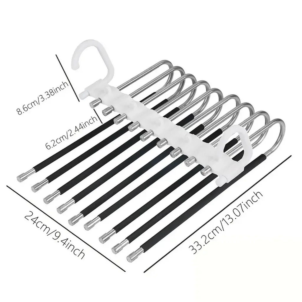 9-Layer Pants Hanger Non-Slip Stainless Steel Space-Saving Rack Pants Hanger Rack SPOT