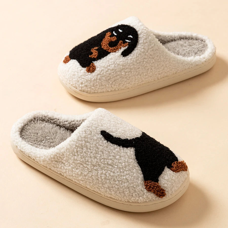 Dachshund Dog Women's Indoor Slippers – Cozy Winter Cotton Women's Indoor Slippers SPOT