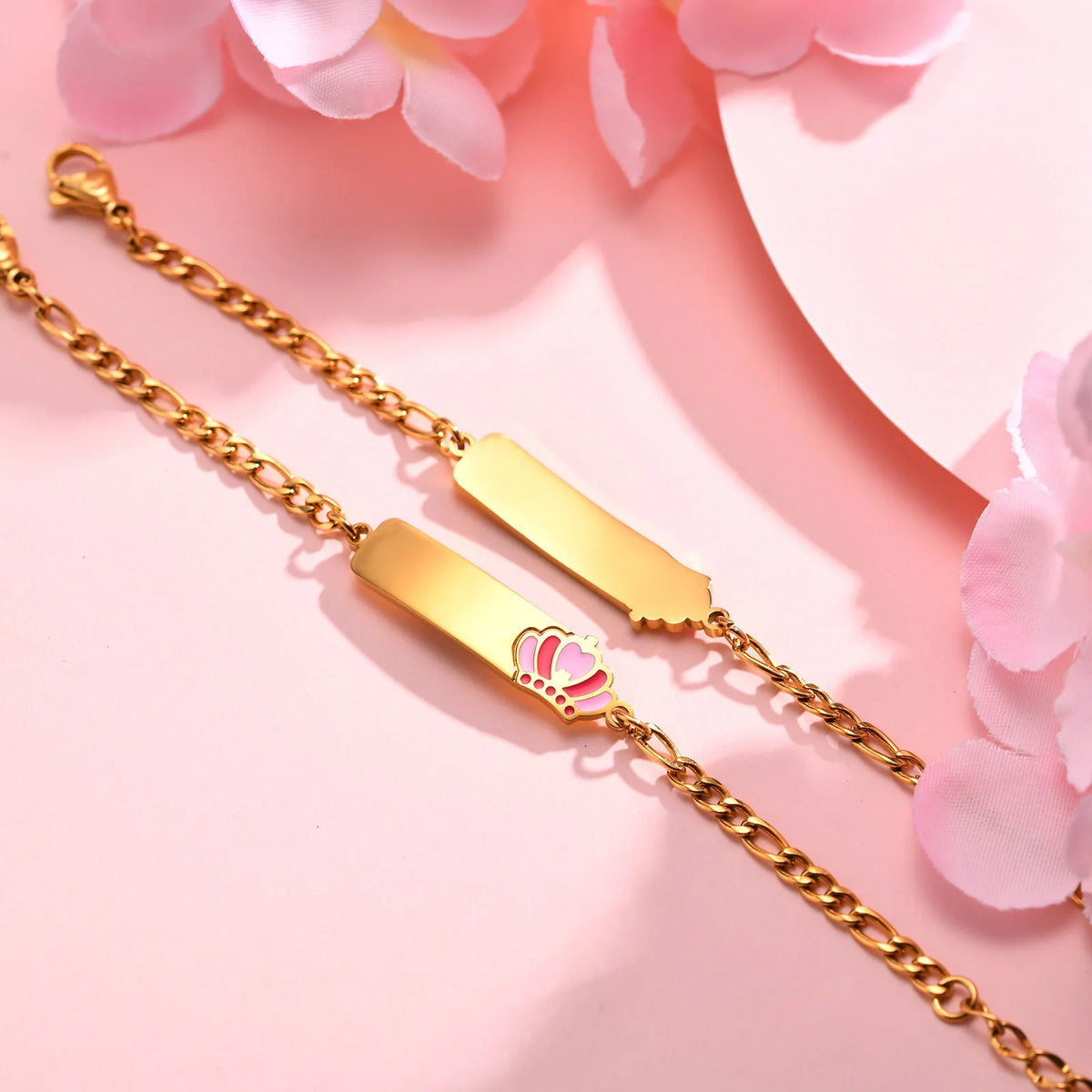 Personalized Name ID Bracelet – Girls Gold Stainless Steel Personalized ID Bracelet SPOT