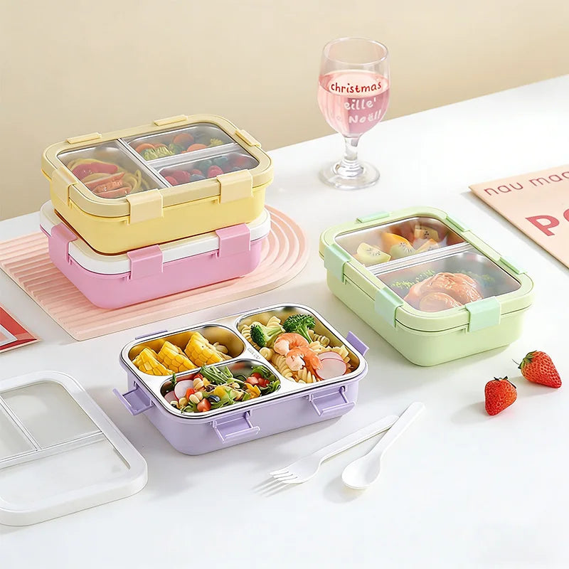 Macaron Bento Box – Leakproof 3-Compartment Lunch Box 850ml Bento Lunch Box SPOT