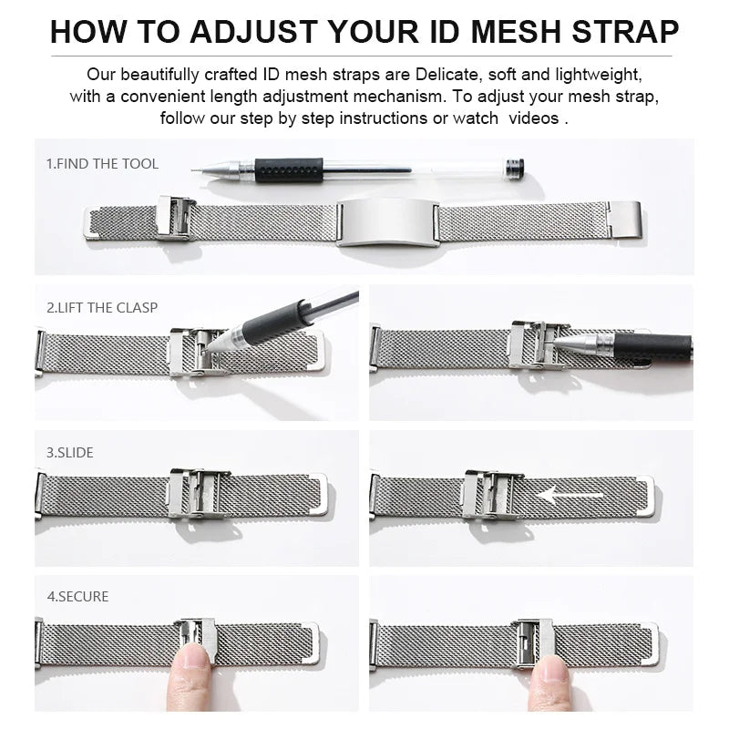 Personalized Engraved Mesh Bracelet – Women's Stainless Steel Custom Engraved Bracelet SPOT