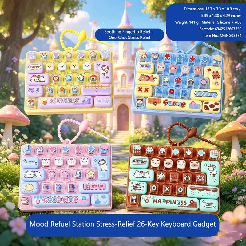 26-Key Fidget Keyboard Keychain – Clicker Keycap Toy Fidget Clicker Toy SPOT