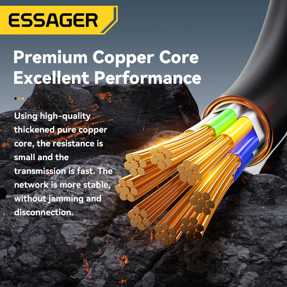 Essager CAT8 Ethernet Cable 40Gbps 2000MHz Cotton Braided RJ45 Ethernet Cable SPOT