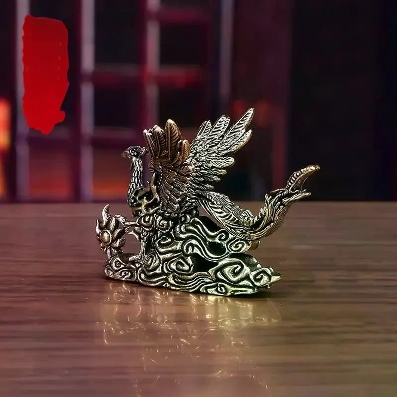 Brass Phoenix Figurine – Good Luck Desktop Ornament & Gift Decorative Figurine SPOT
