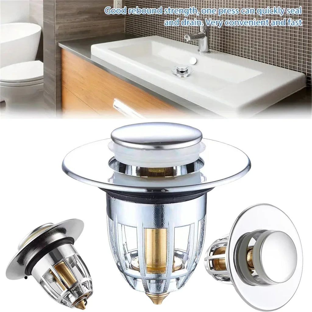 Pop-Up Chrome Sink Drain Stopper with Hair Catcher Filter Sink Drain Stopper SPOT
