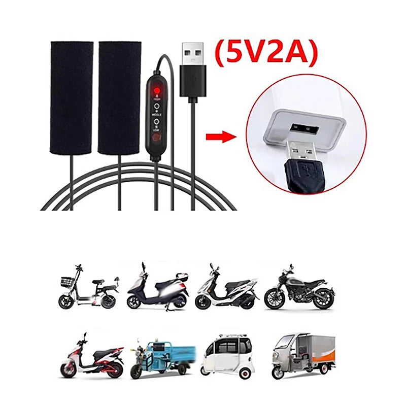USB Heated Motorcycle Handlebar Covers – 3-Speed Grip Warmer Motorcycle Grip Warmer SPOT