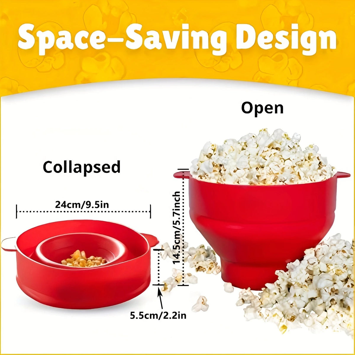 3L Foldable Silicone Microwave Popcorn Maker – BPA-Free Microwave Popcorn Maker SPOT
