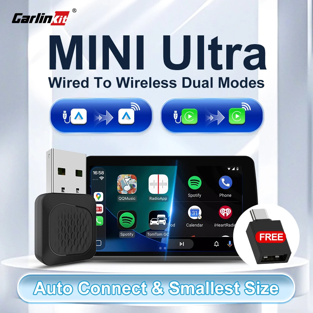 CarlinKit Mini Ultra Wireless CarPlay & Android Auto Adapter Wireless CarPlay Adapter SPOT