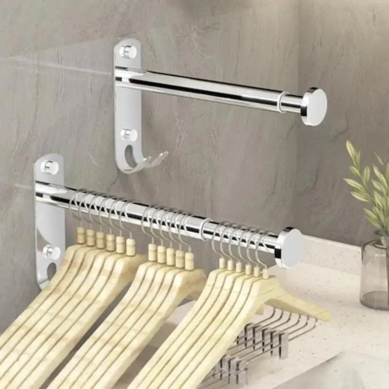 Wall-Mounted Stainless Steel Clothes Hanger Rack – No Drill Hanger Storage Rack SPOT Default Title