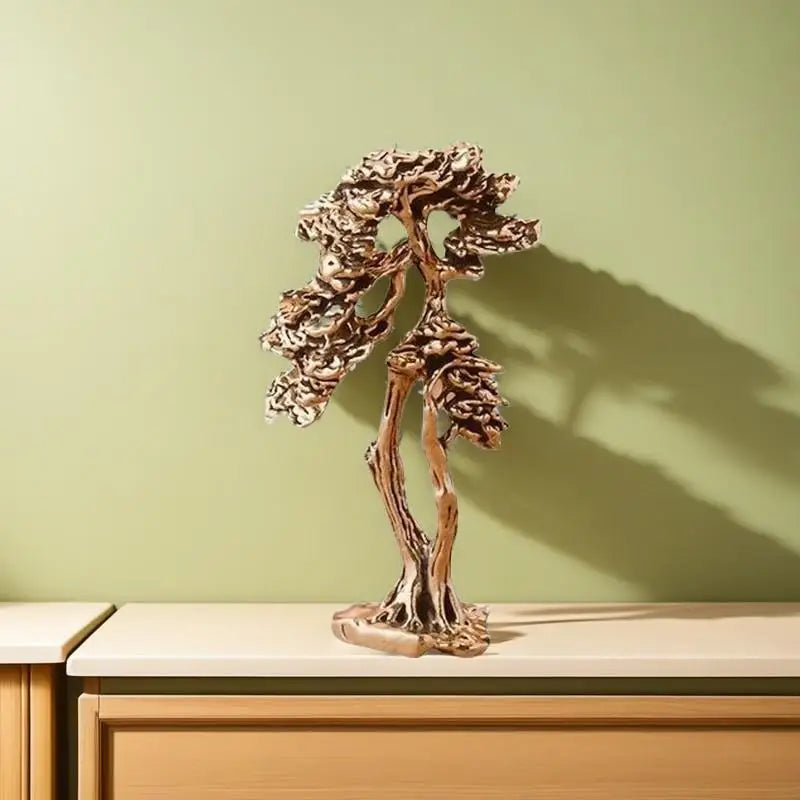 Zinc Alloy Pine Bonsai Sculpture – Zen Vintage Desktop Decor Desktop Figurine SPOT