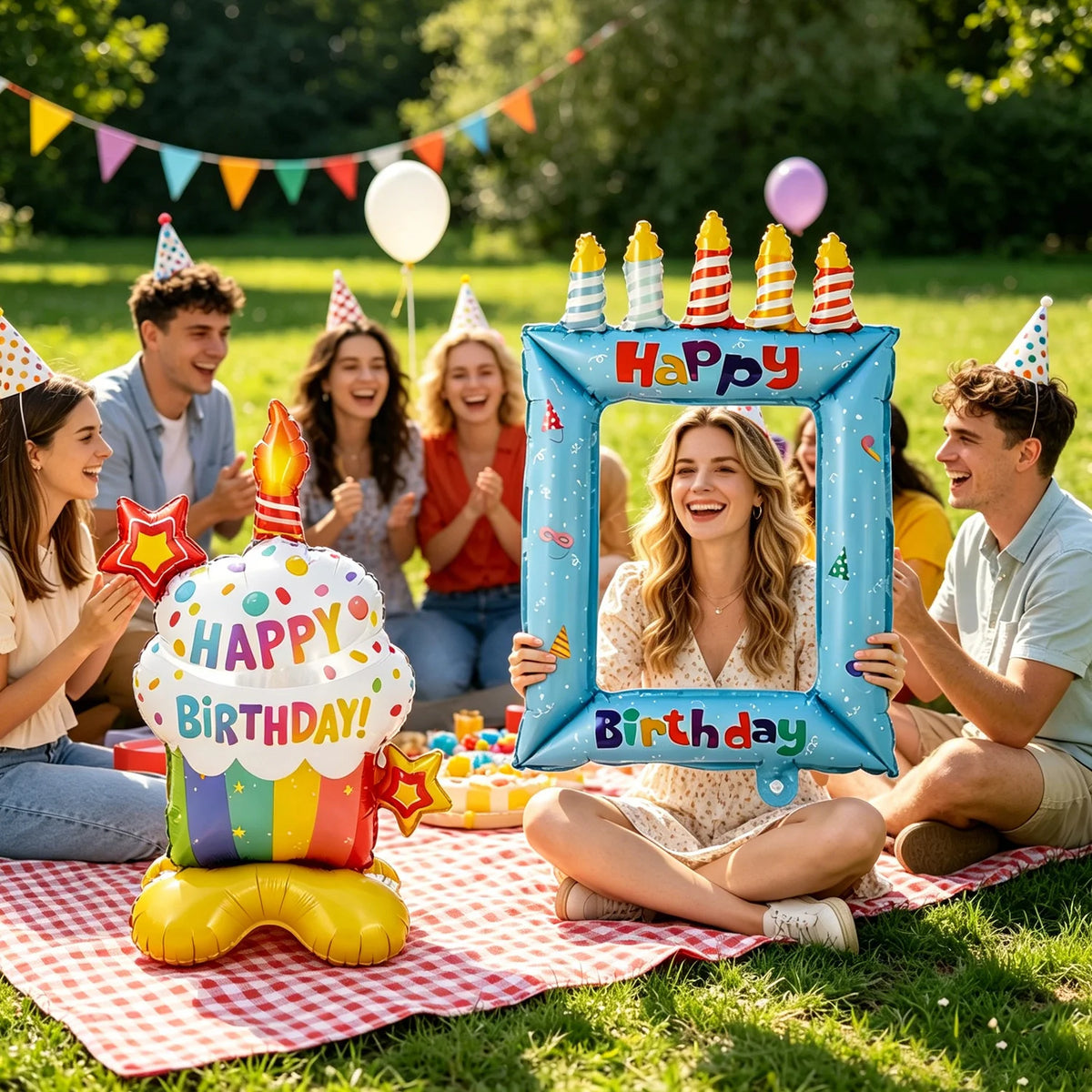 Happy Birthday Colorful Balloon Stand & Cake Balloon Set Party Balloon Set SPOT