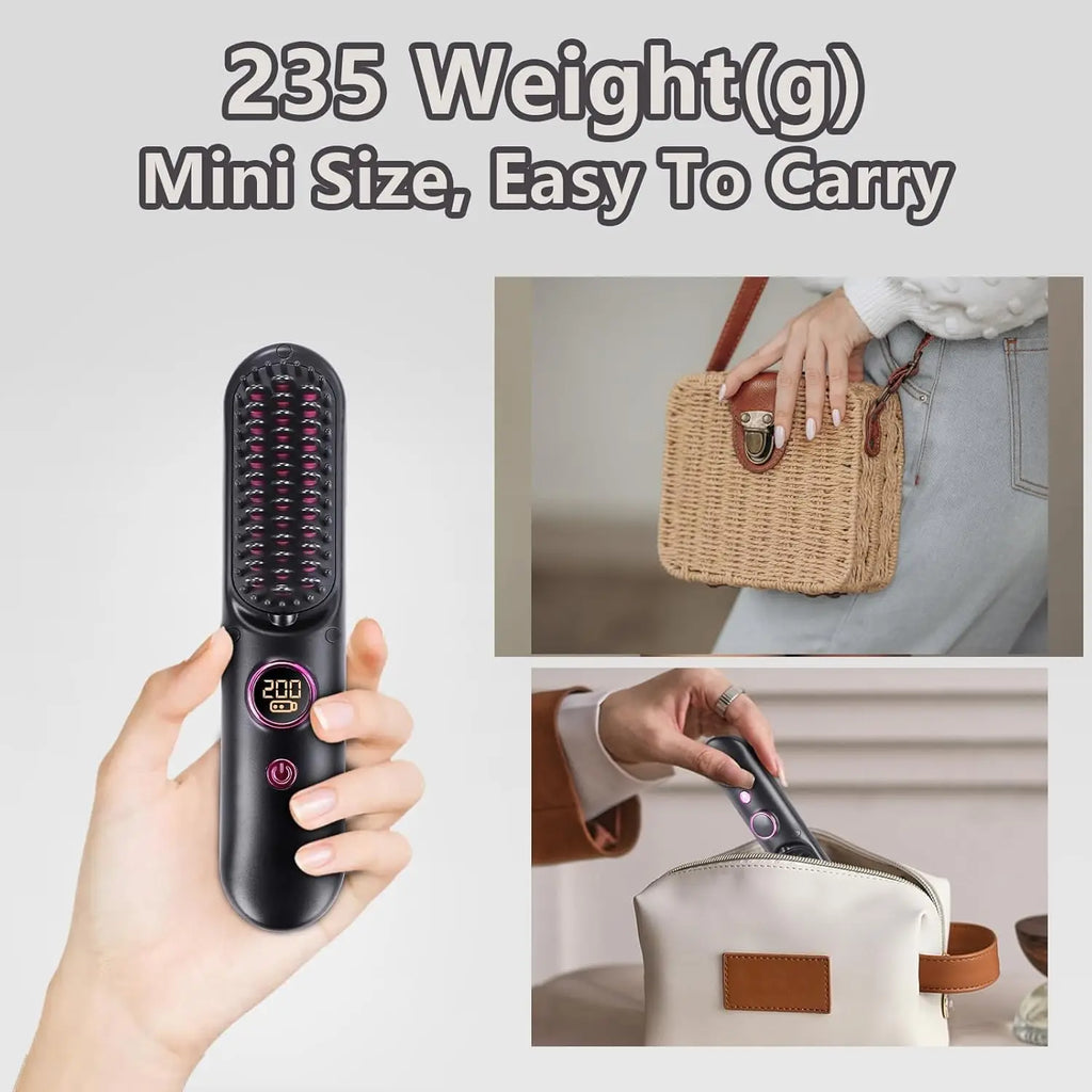 Cordless Ionic Hair Straightener Brush – 9 Temps, Travel Hair Straightener Brush SPOT
