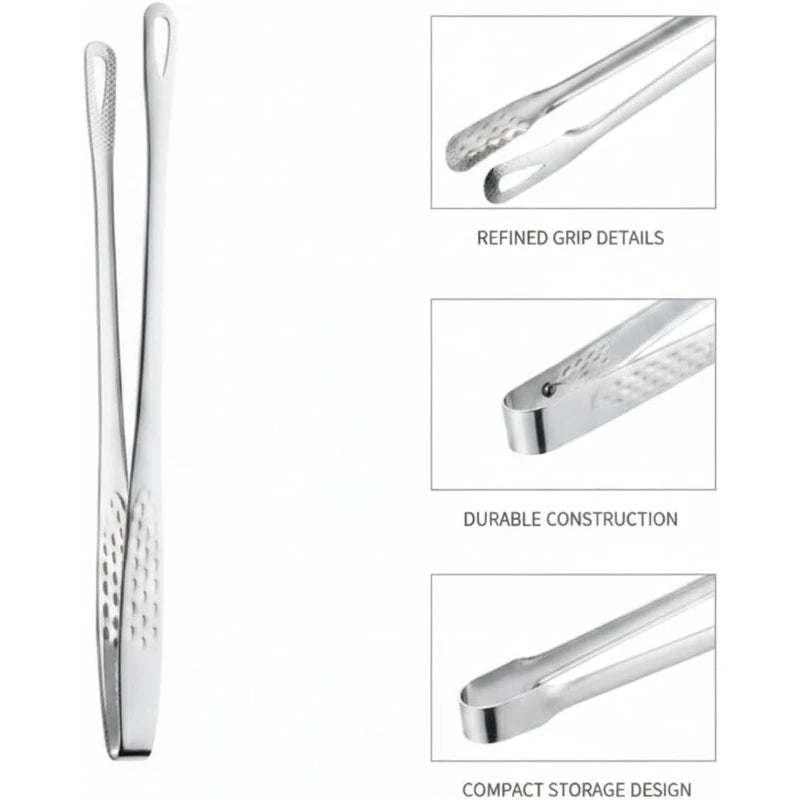 304 Stainless Steel Korean BBQ Tongs – Non-Slip Food Clips Kitchen Food Tongs SPOT