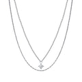 Layered Double Chain Choker – Cubic Zirconia Pendant Necklace Chain Choker Necklace SPOT NC-1330S