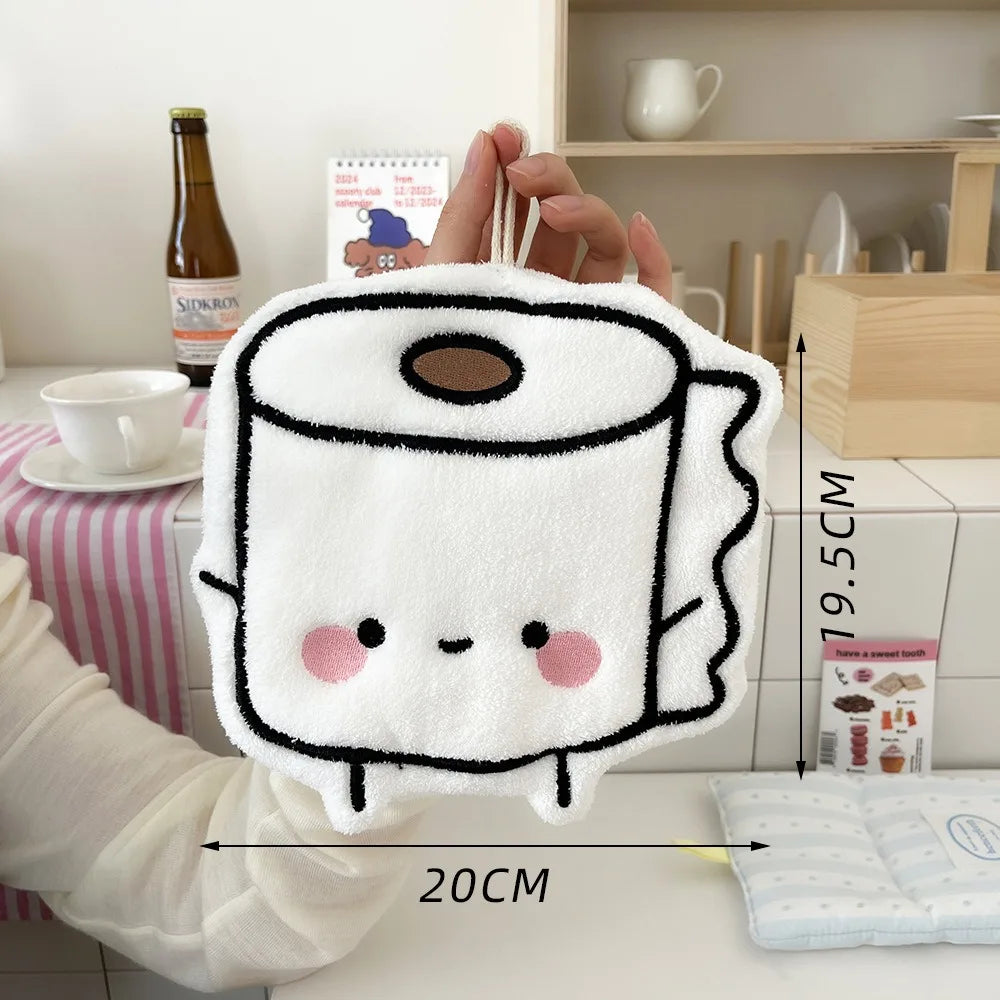 Large Soft Absorbent Hand Towel – Cute Smiling Face Design Novelty Hand Towel SPOT