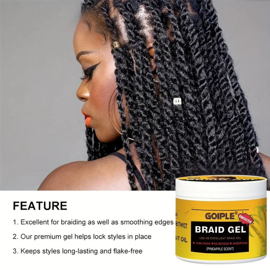 GOIPLE Extreme Hold Braid Gel, Edge Control & Brush Set 3pc Hair Styling Gel Set SPOT